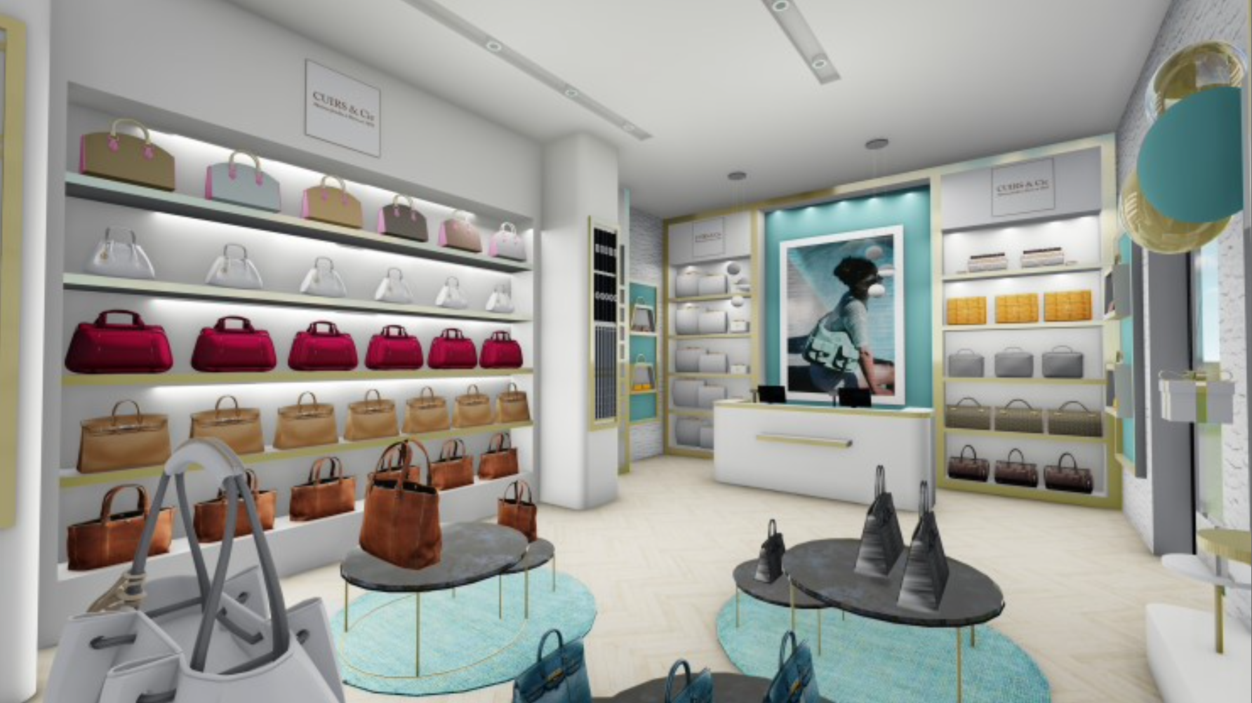 Boutique maroquinerie Paris simulation réaliste