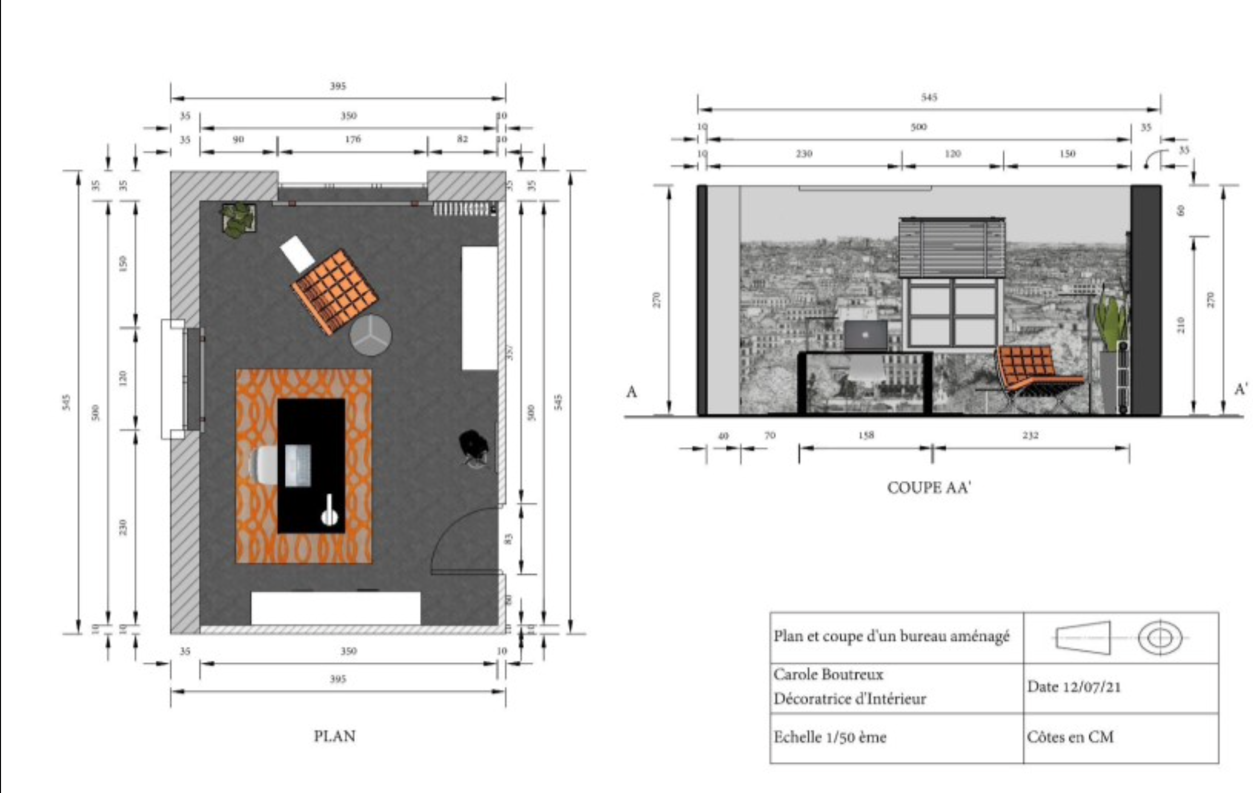Vue du bureau depuis l'angle