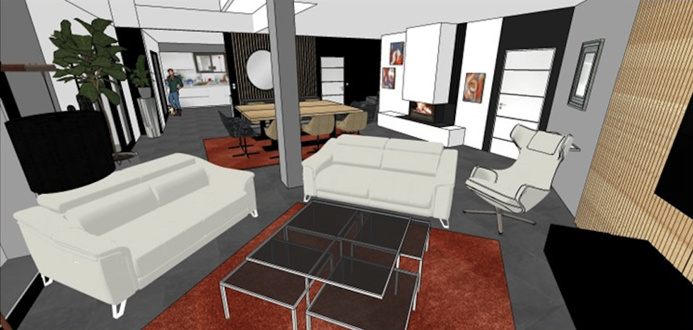 La pièce de vie rendu 3D