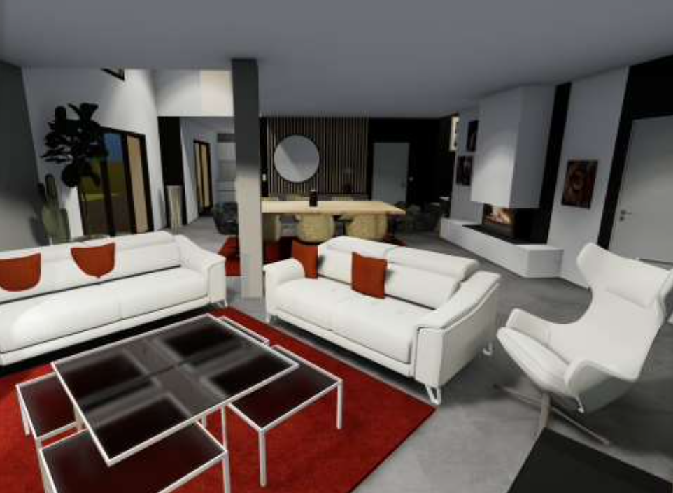 La pièce de vie rendu realiste